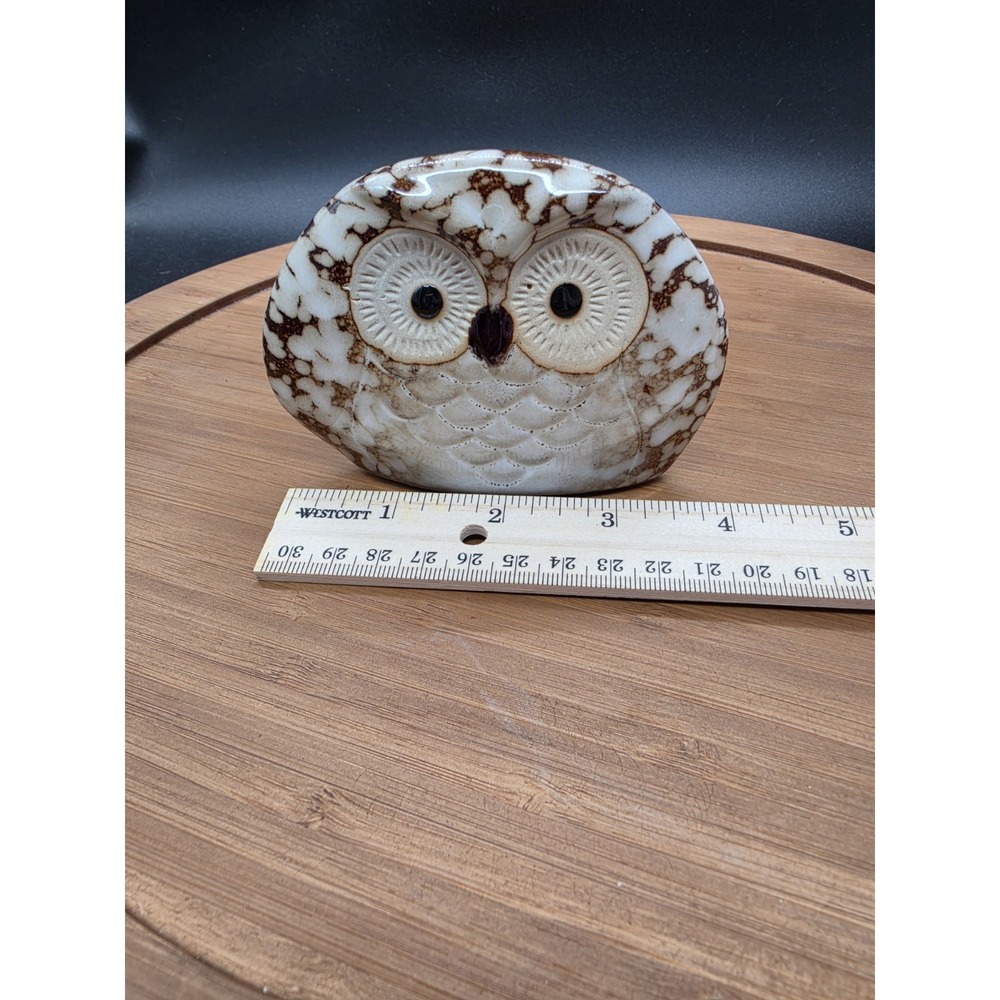 Vintage Glazed Stoneware Owl Figurine Ceramic Animal Decor - Picture 6 of 8